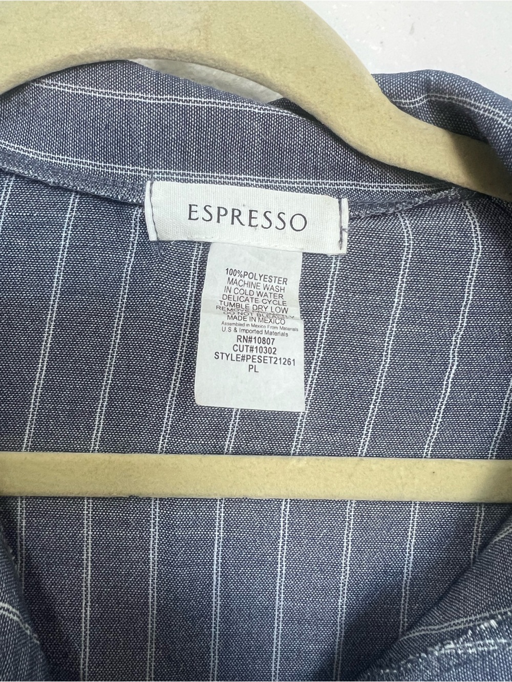 Espresso Petite Blue Striped 2-Piece Set Shirt & Pants PL - Picture 3 of 9